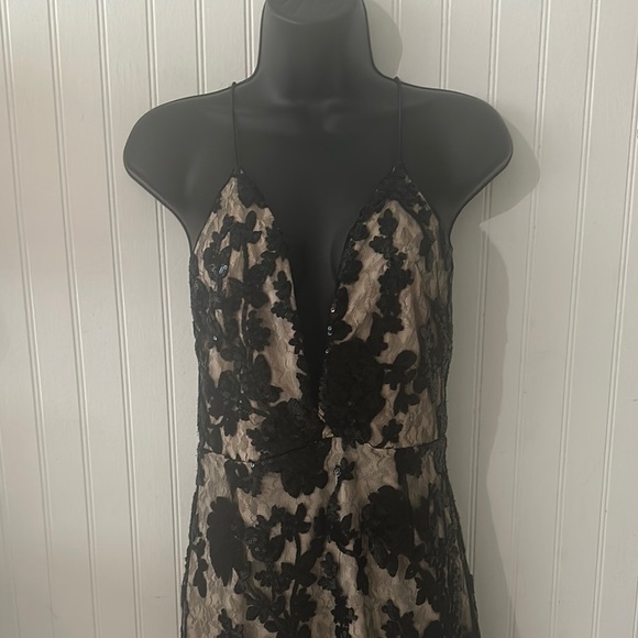 Like New! Luxxel Elegant Black and Tan Lace Slip Dress sz M - Picture 4 of 12